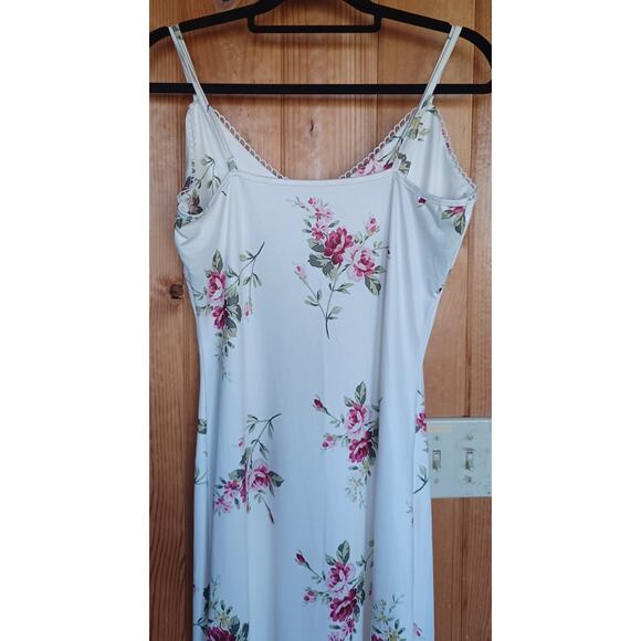 Y2K Baby Doll Maxi Slip Dress Size Small Cream Color Floral Pattern Coquette - Picture 7 of 9